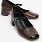 Apena - Cognac And Black Patent Low Heel Shoe (Women)