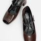 Apena - Cognac And Black Patent Low Heel Shoe (Women)