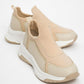 Perissa - Beige Stretch Seam Detail Women's Sneaker (Women)