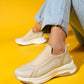 Perissa - Beige Stretch Seam Detail Women's Sneaker (Women)