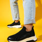 Perissa - Black Stretch Seam Detail Women's Sneaker (Women)
