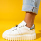 Andro - White Silver Thick Sole Women's Sneaker (Women)