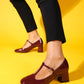Jelsi - Burgundy Patent Block Heel Shoe (Women)