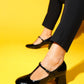 Jelsi - Black Patent Block Heel Shoe (Women)