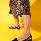 Julien - Black-Yellow Patterned Heeled Ballet Flat (Women)