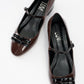 Stela - Brown-Black Patent Heeled Ballet Flat (Women)