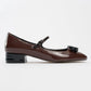 Stela - Brown-Black Patent Heeled Ballet Flat (Women)