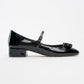 Stela - Black Patent Bow Heeled Ballet Flat (Women)