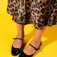 Stela - Black Patent Bow Heeled Ballet Flat (Women)