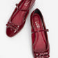 Stela - Burgundy Patent Bow Heeled Ballet Flat (Women)