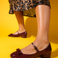 Stela - Burgundy Patent Bow Heeled Ballet Flat (Women)