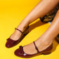 Stela - Burgundy Patent Bow Heeled Ballet Flat (Women)