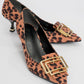 Meteona - Black And Yellow Patterned Heeled Shoe (Women)