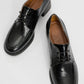 Chies - Black Patterned Lace-Up Loafer (Women)