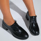 Chies - Black Patterned Lace-Up Loafer (Women)