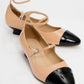 Uster - Taupe-Black Patent Low Block Heel Shoe (Women)