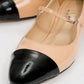Uster - Taupe-Black Patent Low Block Heel Shoe (Women)