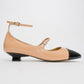 Uster - Taupe-Black Patent Low Block Heel Shoe (Women)