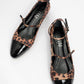 Uster - Black-Yellow Patterned Low Block Heel Shoe (Women)