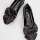 Real - Black Satin Heeled Ballet Flat (Women)