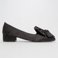 Real - Black Satin Heeled Ballet Flat (Women)