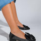 Real - Black Satin Heeled Ballet Flat (Women)
