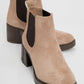 Loves - Beige Block Heel Ankle Boot (Women)