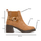 Felin - Tan Elasticated Buckle Block Heel Boot (Women)
