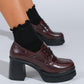 Dudley - Burgundy Lace-Up Platform Heel Shoe (Women)