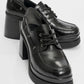 Dudley - Black Lace-Up Platform Heel Shoe (Women)