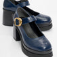 Ashes - Navy Gold Buckle Platform Heel Shoe (Women)