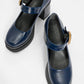 Ashes - Navy Gold Buckle Platform Heel Shoe (Women)