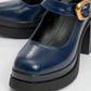 Ashes - Navy Gold Buckle Platform Heel Shoe (Women)
