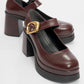 Ashes - Burgundy Gold-Buckle Platform Heel Shoe (Women)
