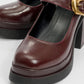 Ashes - Burgundy Gold-Buckle Platform Heel Shoe (Women)
