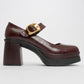 Ashes - Burgundy Gold-Buckle Platform Heel Shoe (Women)