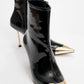 Velada - Black Patent Gold-Detail Zip Heel Boot (Women)