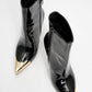 Velada - Black Patent Gold-Detail Zip Heel Boot (Women)