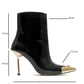 Velada - Black Patent Gold-Detail Zip Heel Boot (Women)