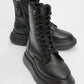 Nicolas Black Leather Combat Boot (Women)