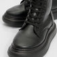 Nicolas Black Leather Combat Boot (Women)