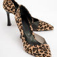 653 - Black And Yellow Patterned Heeled Shoe (Women)