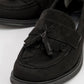 Marlo - Black Suede Tassel Block Heel Loafer (Women)