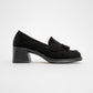 Marlo - Black Suede Tassel Block Heel Loafer (Women)