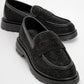 Babel Black Stone Embellished Suede Loafer (Women)