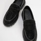 Babel Black Stone Embellished Suede Loafer (Women)