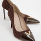 Arrow - Brown Striped Patent Gold Buckle High-Heel Shoe (Women)