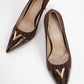 Arrow - Brown Striped Patent Gold Buckle High-Heel Shoe (Women)