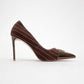 Arrow - Brown Striped Patent Gold Buckle High-Heel Shoe (Women)