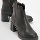 Mier - Black Chain Detail Chunky Heel Boot (Women)